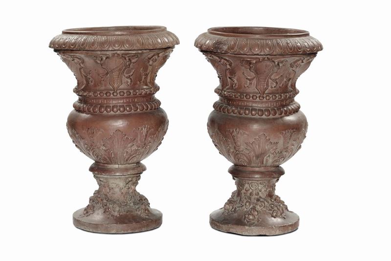 Coppia di vasi in terracotta, Firenze inizio XIX Secolo  - Asta Antiquariato e Dipinti Antichi - Cambi Casa d'Aste
