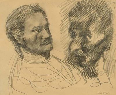 Mario Sironi (1885 -1961)carta con Figure