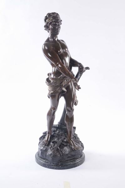 Scultura di Figura Maschile in Antimonio