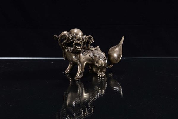 Cane di Pho in bronzo dorato, Cina XX secolo