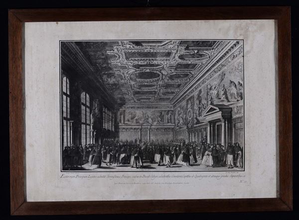 Brustolon, coppia di incisioni da Canaletto