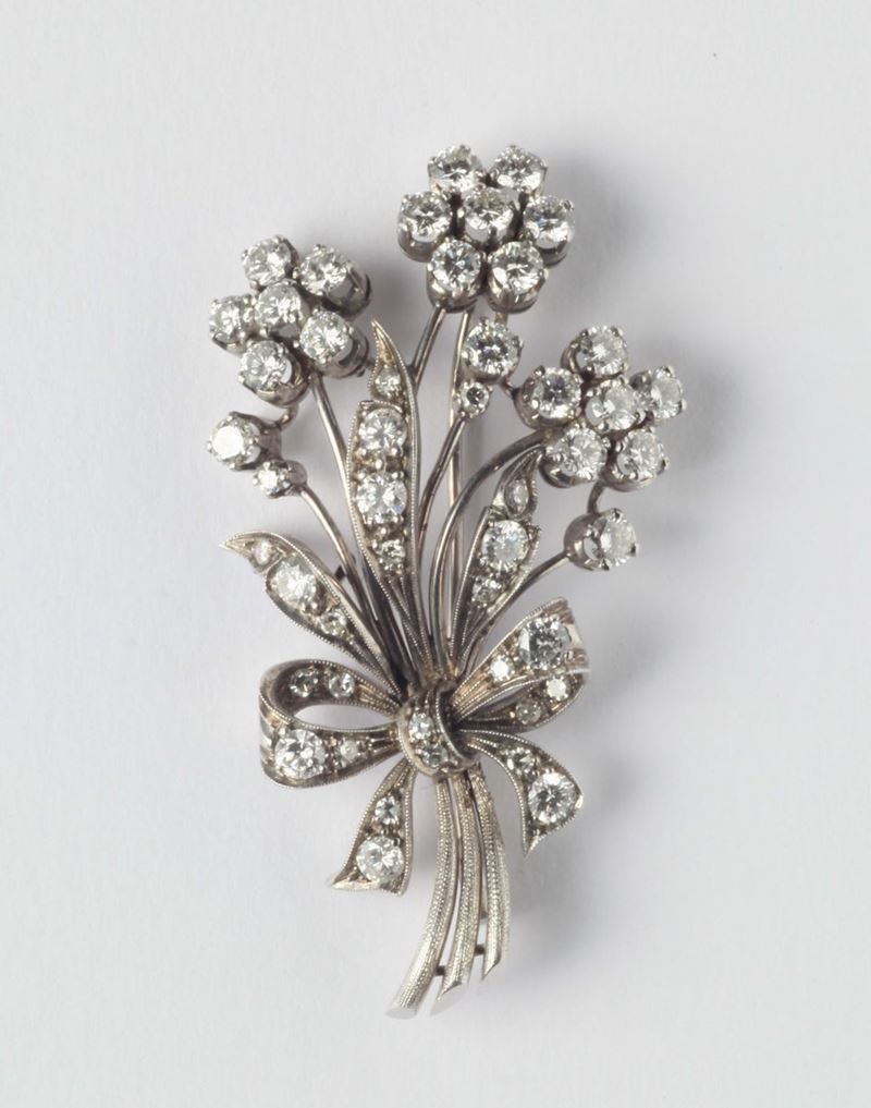 A diamonds and platinum brooch  - Auction Silver, Watches, Antique and Contemporary Jewelry - Cambi Casa d'Aste