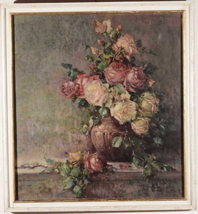 Cesare Bentivoglio (Genova 1868 - 1952) Fiori  - Asta Antiquariato e Dipinti Antichi - Cambi Casa d'Aste