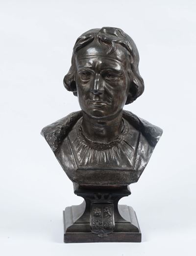 Busto in Metallo Raffigurante Cristoforo Colombo, Fonderia Bartolomeo Murzio, Genova
