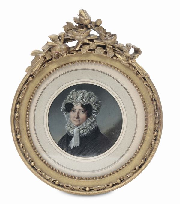 Miniatura con figura femminile, XIX secolo