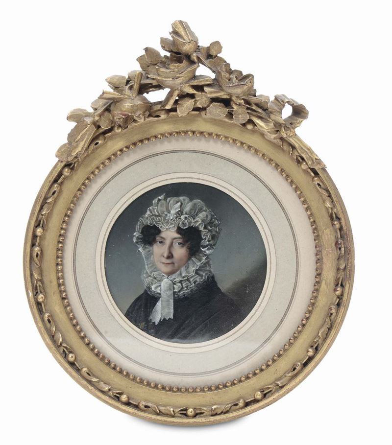 Miniatura con figura femminile, XIX secolo  - Asta Antiquariato e Dipinti Antichi - Cambi Casa d'Aste