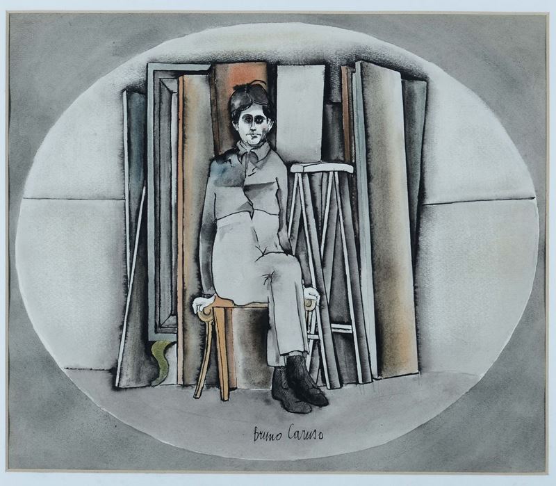 Bruno Caruso (1927) Uomo su sedia  - Asta Antiquariato e Dipinti Antichi - Cambi Casa d'Aste