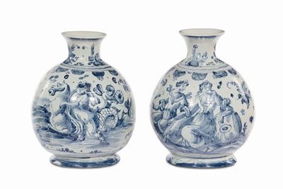 Due Fiasche di Maiolica, Albisola, Seconda Metà del XVIII Secolo