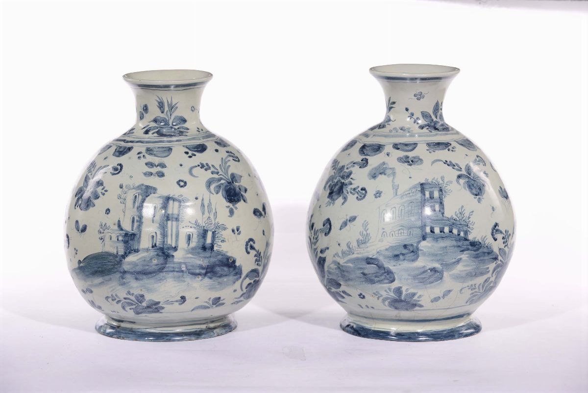 Due Fiasche di Maiolica, Albisola, Seconda Metà del XVIII Secolo