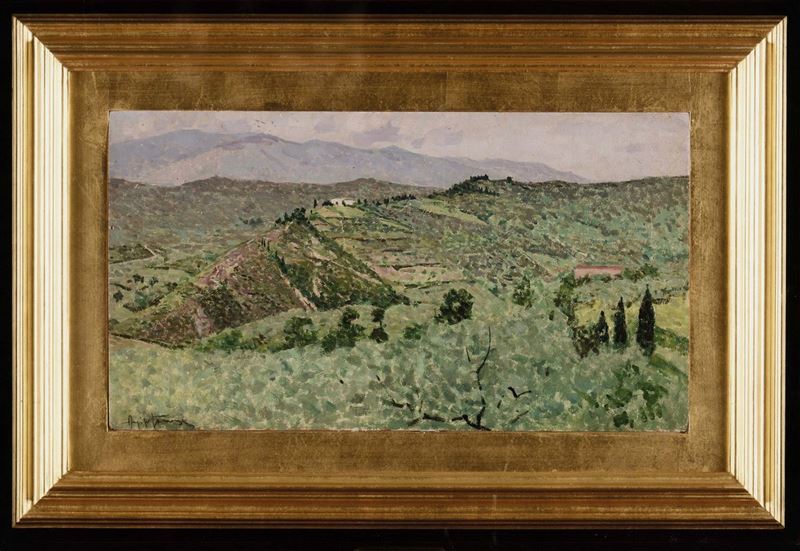 Angiolo Tommasi (1858-1923) Paesaggio campestre  - Asta Fine Selection - II - III - Cambi Casa d'Aste