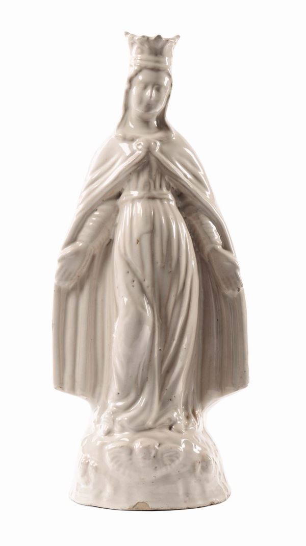 Madonna della Misericordia in maiolica bianca, Savona XVIII secolo