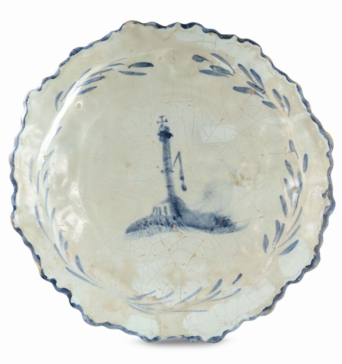Piatto Reale di Maiolica Foggiato a Stampo, Albisola, Seconda Metà del XVII Secolo