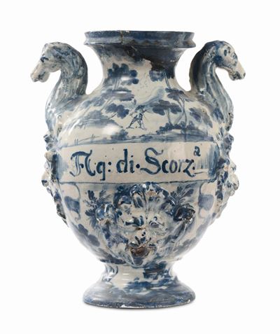Stagnone di Farmacia in Maiolica, Savona o Albisola, Prima Metà del XVIII Secolo