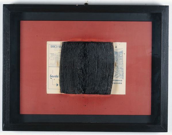 Bernard Aubertin (1934) Livre brule sur bois rouge, 1974