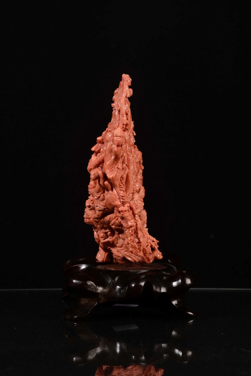 Scultura in Corallo con Personaggi, Cina, Inizio XX Secolo