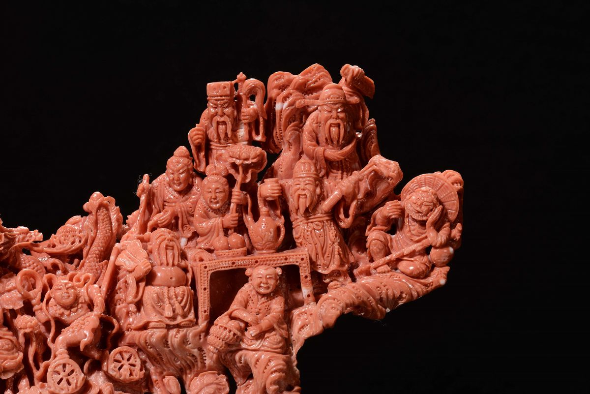 Scultura in Corallo con Personaggi, Cina, Inizio XX Secolo