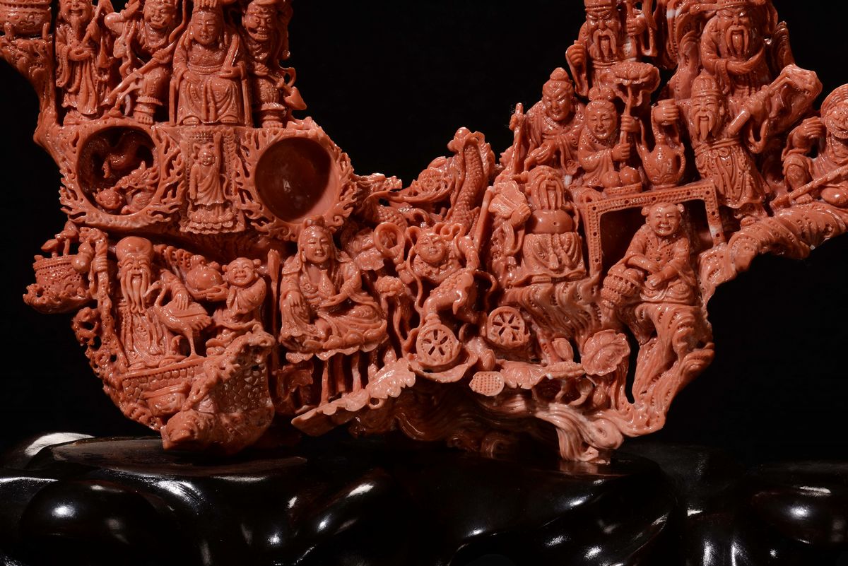 Scultura in Corallo con Personaggi, Cina, Inizio XX Secolo