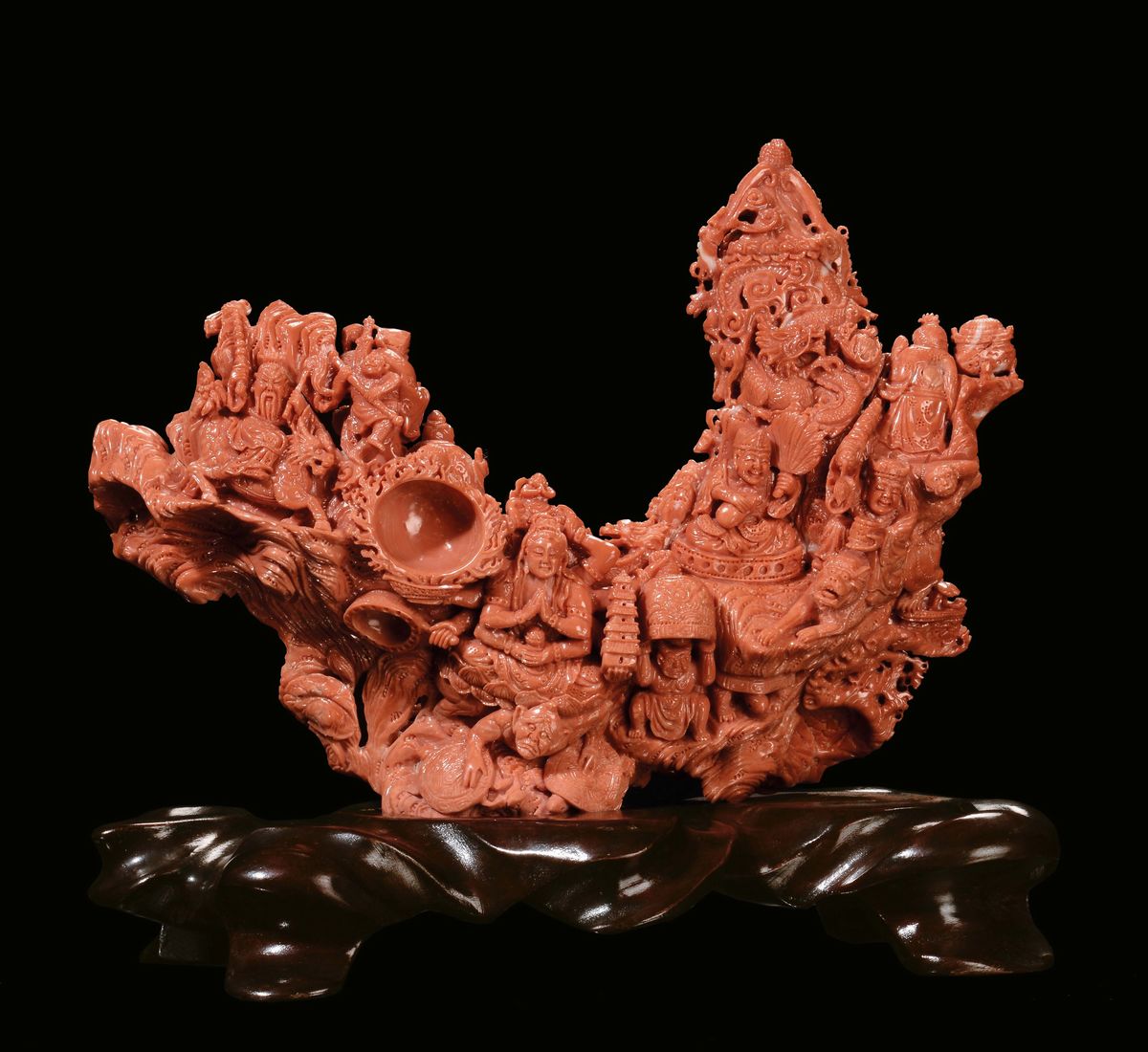 Scultura in Corallo con Personaggi, Cina, Inizio XX Secolo