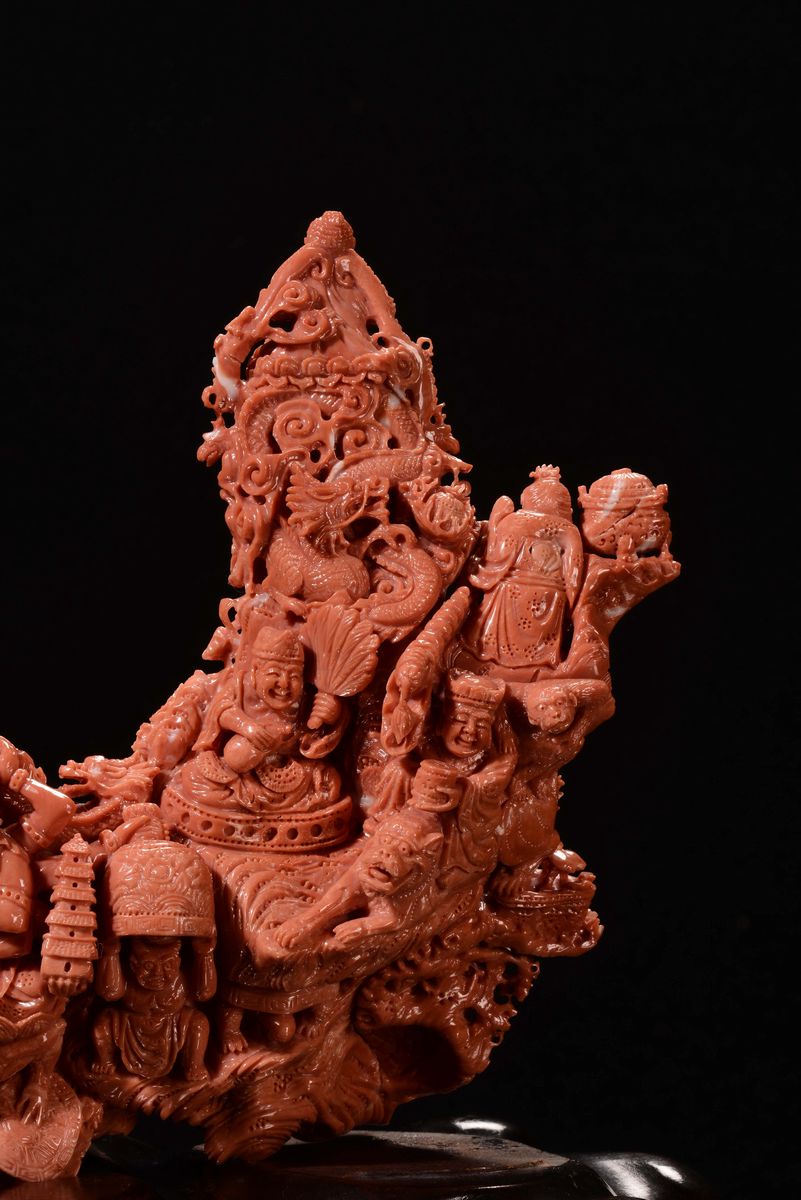 Scultura in Corallo con Personaggi, Cina, Inizio XX Secolo