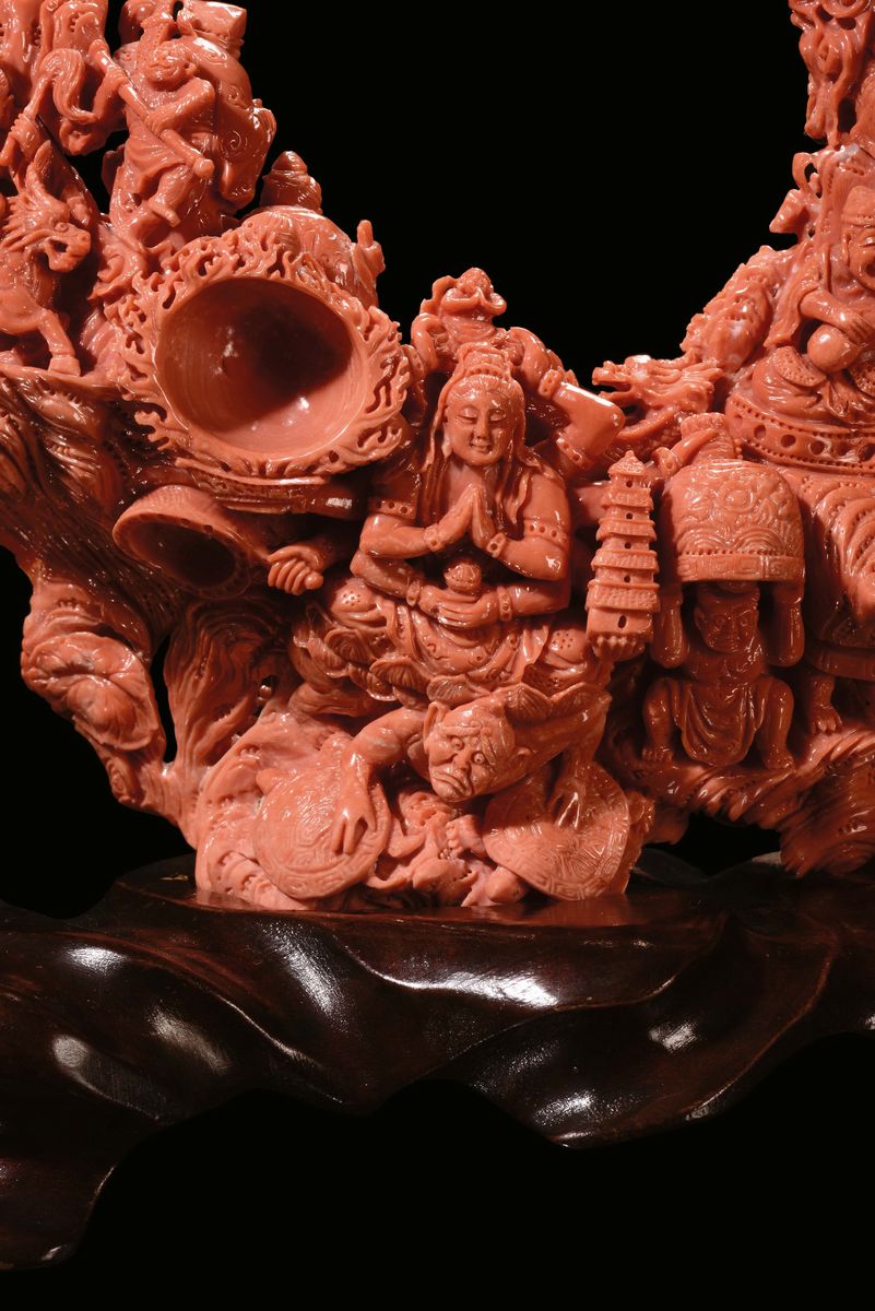 Scultura in Corallo con Personaggi, Cina, Inizio XX Secolo
