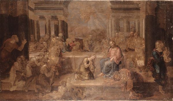 Scuola del XVI secolo Lavanda dei piedi