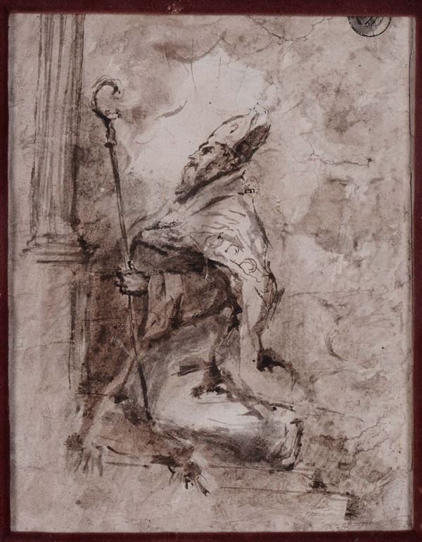 Anonimo artista del XVIII secolo Vescovo in preghiera
