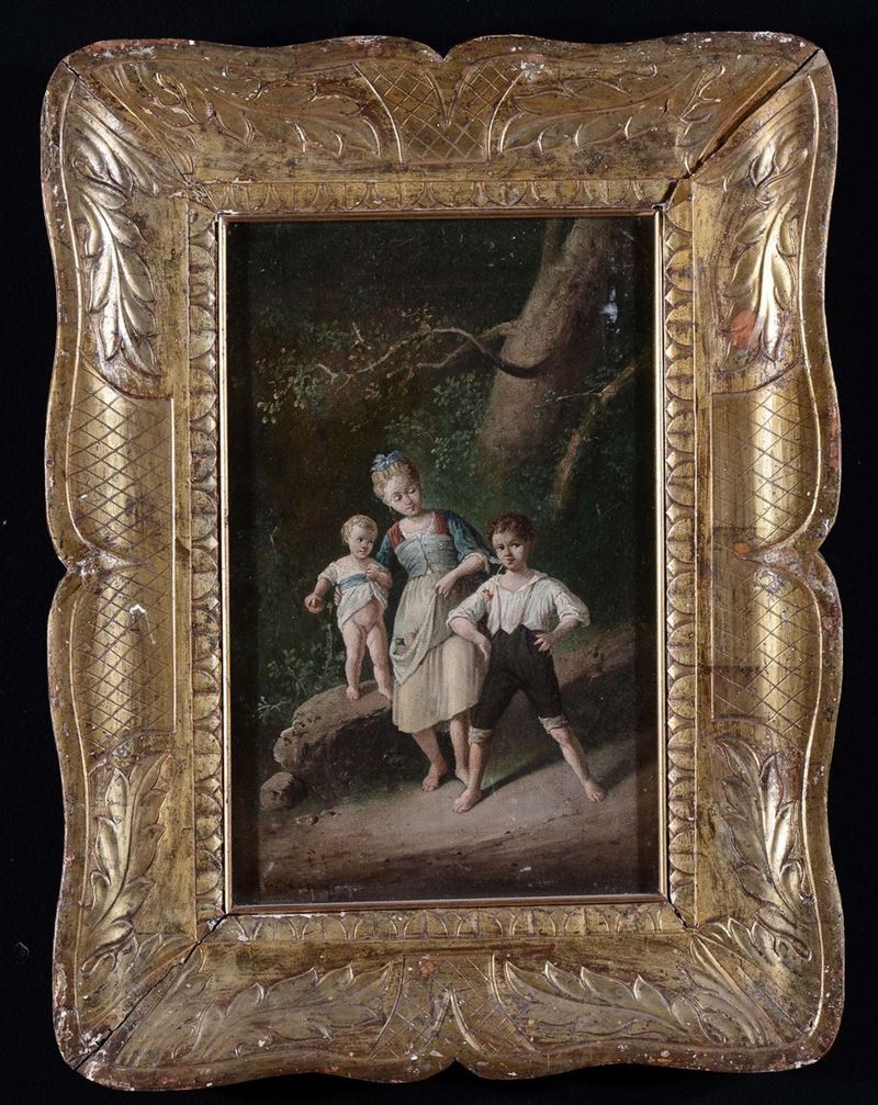 Scuola del XIX secolo Tre fanciulli in giardino  - Auction Time Auction 1-2014 - Cambi Casa d'Aste