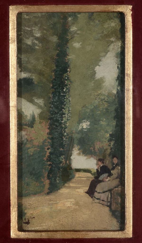 Anonimo del XIX secolo Figure in giardino