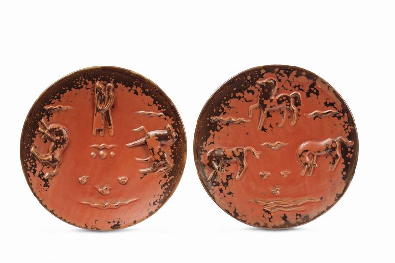 Angelo Biancini (1911-1988) - Laveno Coppia di piatti da parete  - Asta Arti Decorative del XX secolo - Cambi Casa d'Aste