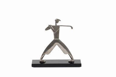 Figura di Golfista in Metallo Cromato