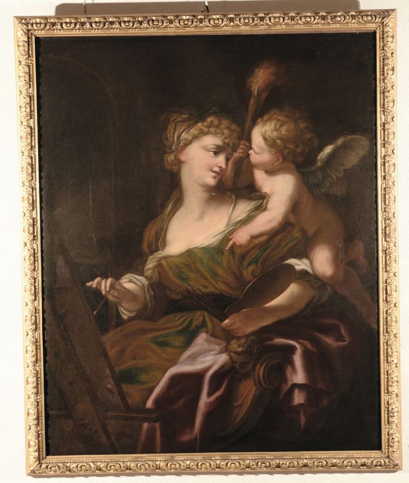 Domenico Piola (Genova 1627 - 1703) Allegoria della Pittura  - Asta Fine Selection - II - III - Cambi Casa d'Aste