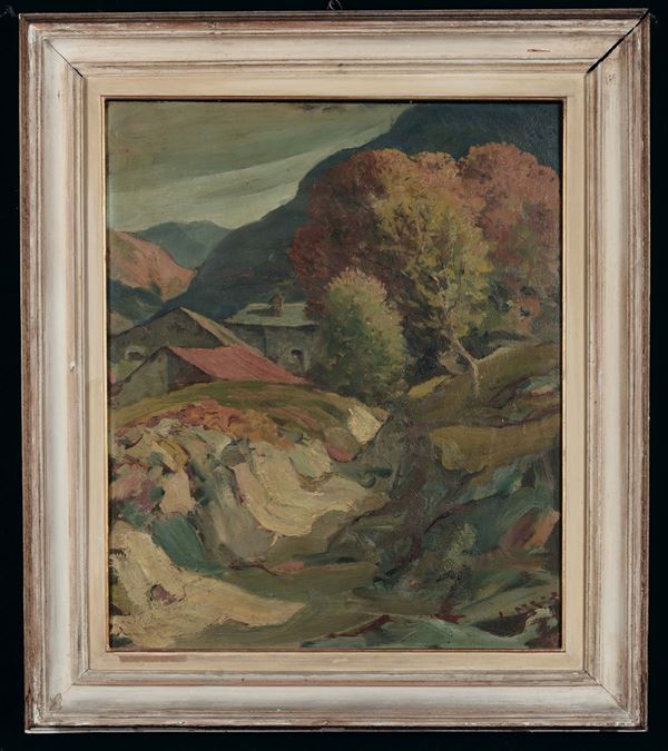 Italo Mus (Châtillon 1892  –  Saint Vincent, 1967) Paesaggio