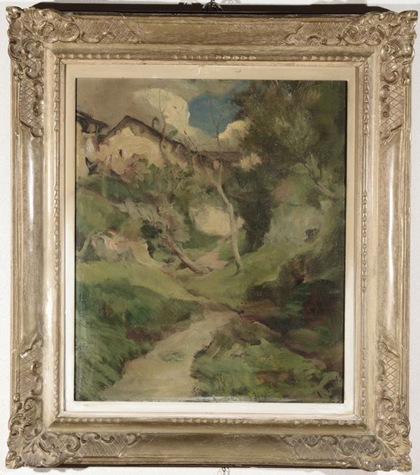 Italo Mus (Châtillon 1892  –  Saint Vincent, 1967) Paesaggio montano