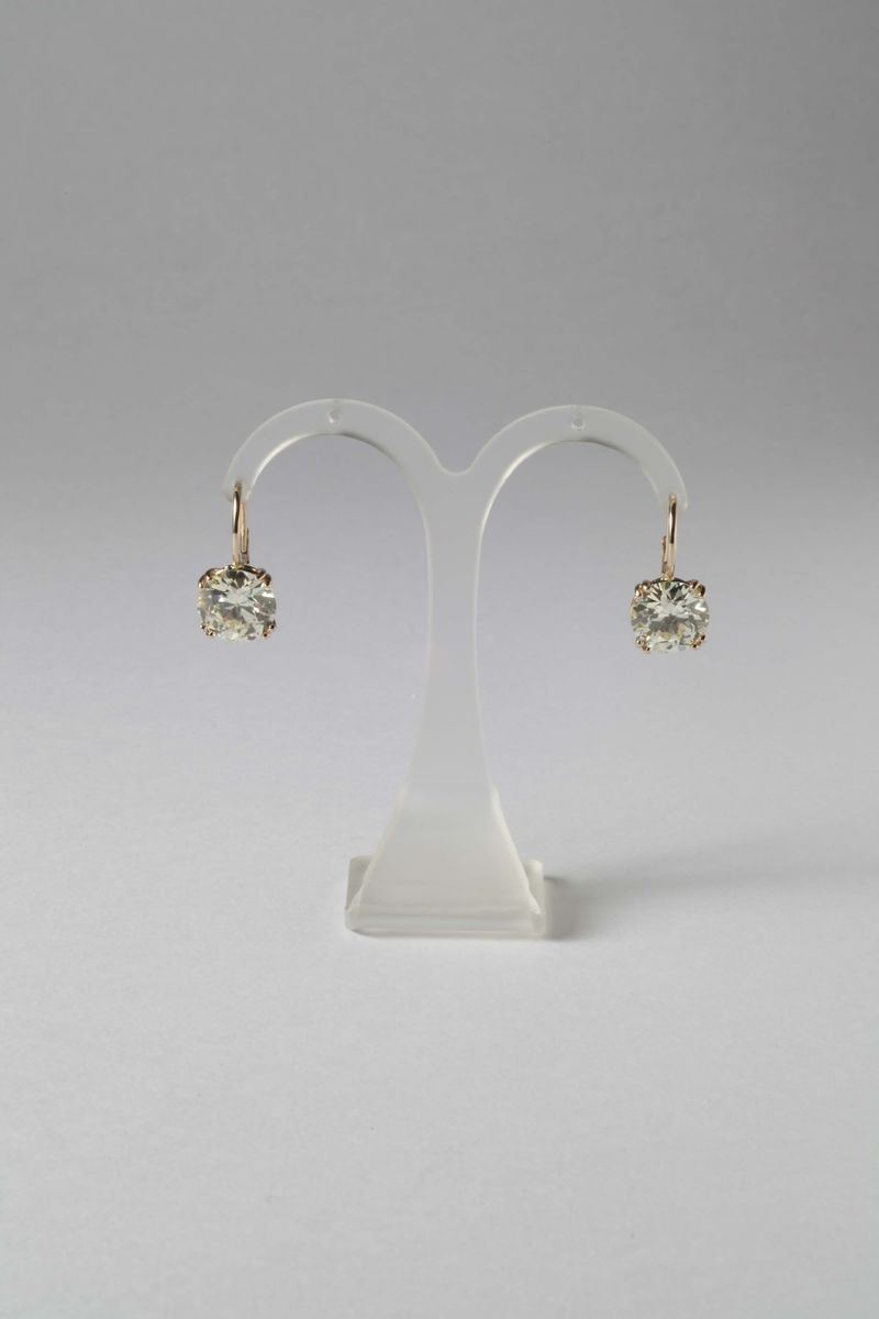 A pair of old-cut diamonds earrings, Total weight ct.10 circa  - Auction Silver, Watches, Antique and Contemporary Jewelry - Cambi Casa d'Aste