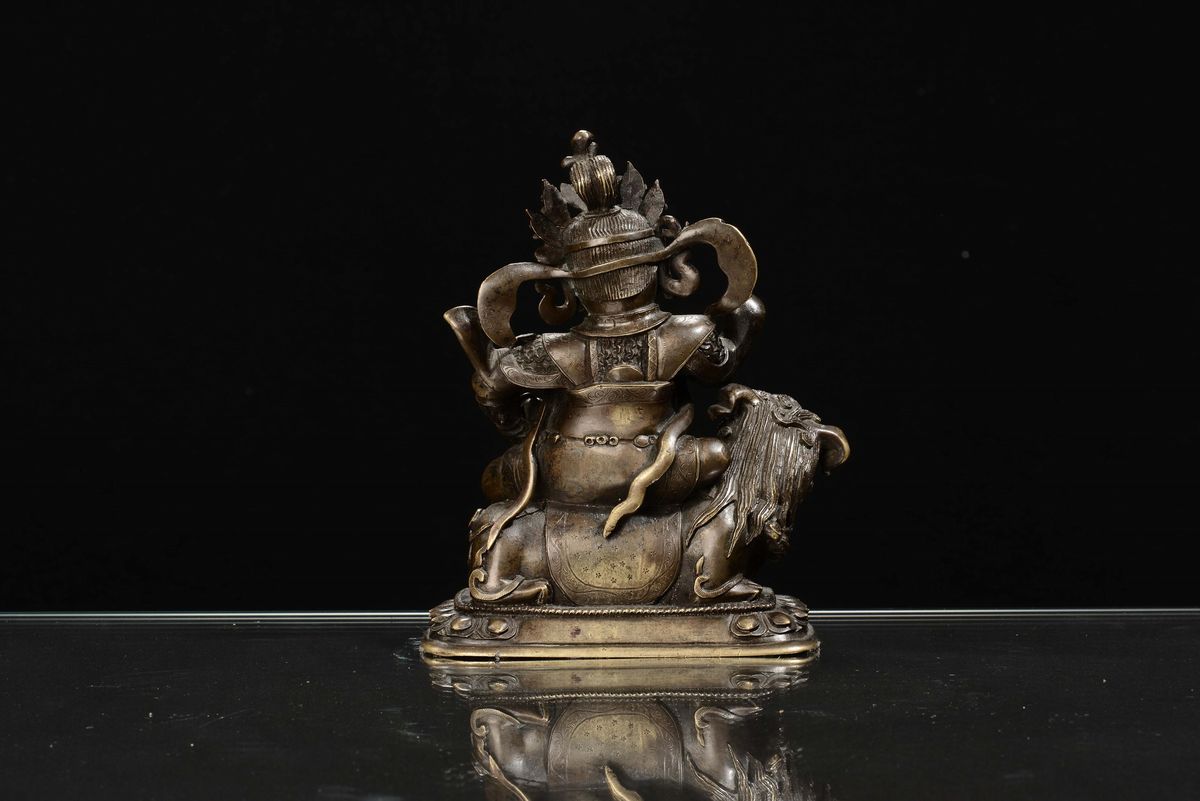 Guerriero su Cane di Pho in Bronzo, Cina, Dinastia Qing, XVIII Secolo