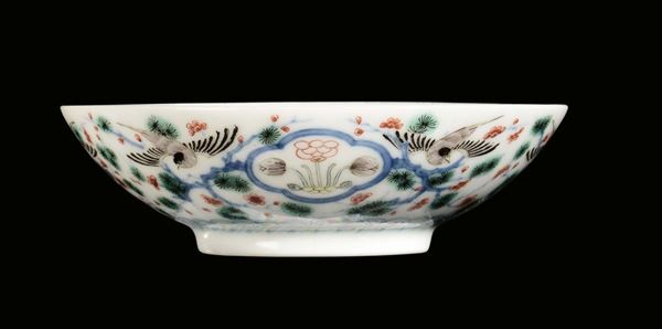 A small polychrome porcelain cup, China, Qing Dynasty, Kangxi (1662-1722), mark and the period