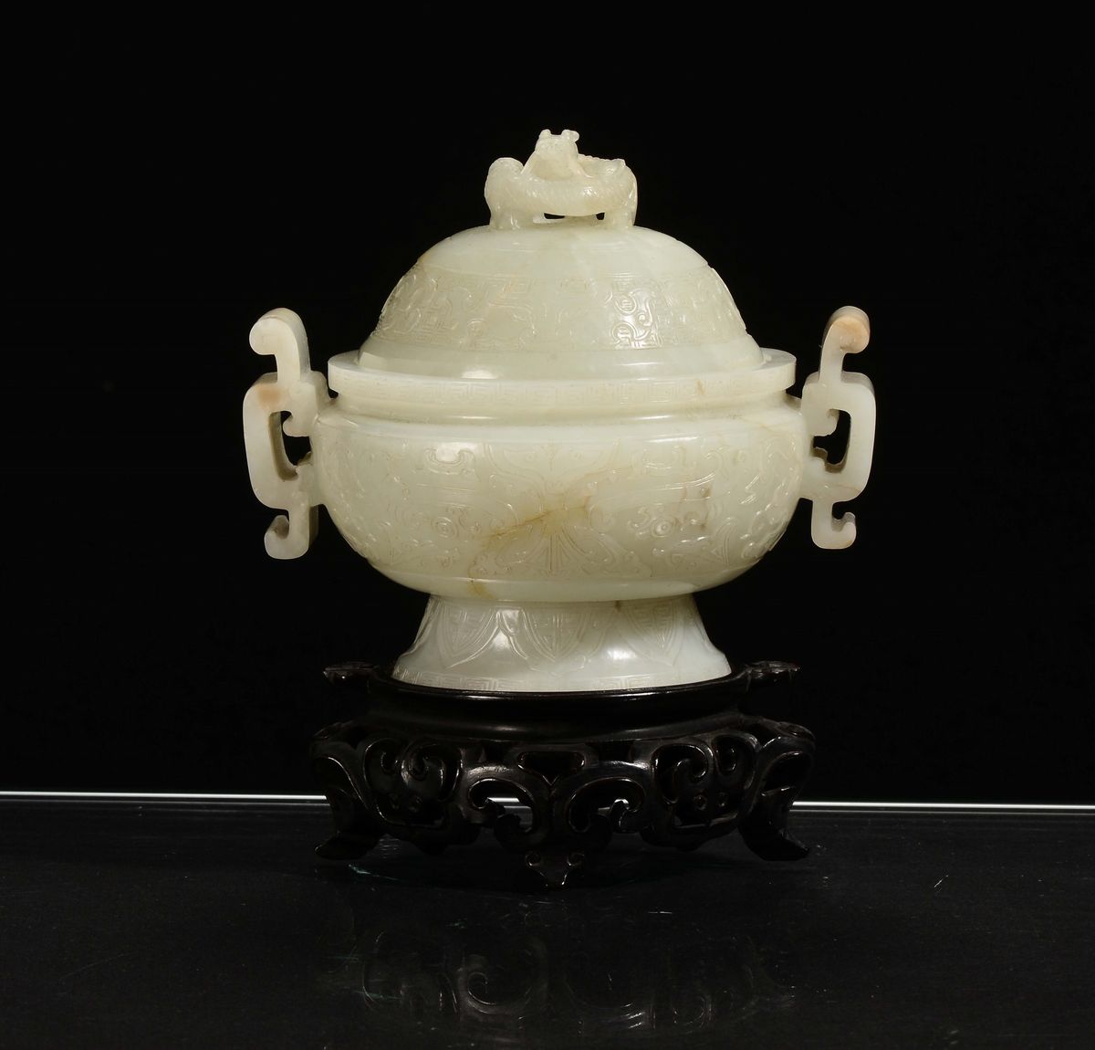 Incensiere con Coperchio in Giada Bianca, Cina, Dinastia Qing, XVIII Secolo