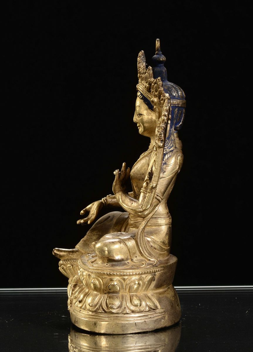 Syama-tara in Bronzo Dorato, Cina, Dinastia Qing, Periodo Qianlong (1736-1795)