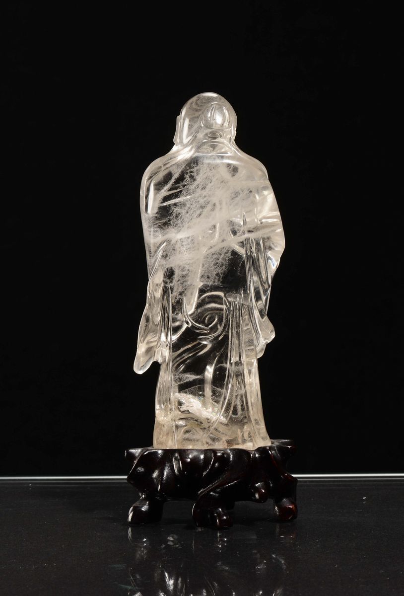 Figura di Saggio in Cristallo di Rocca, Cina, XIX Secolo