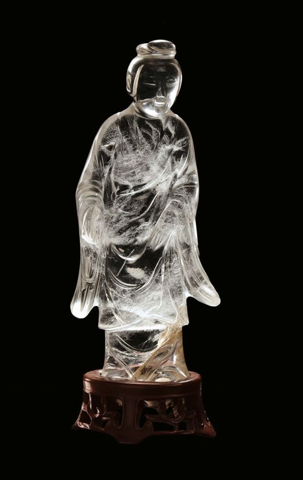 Figura di guanyin in cristallo di rocca, Cina, XIX secolo