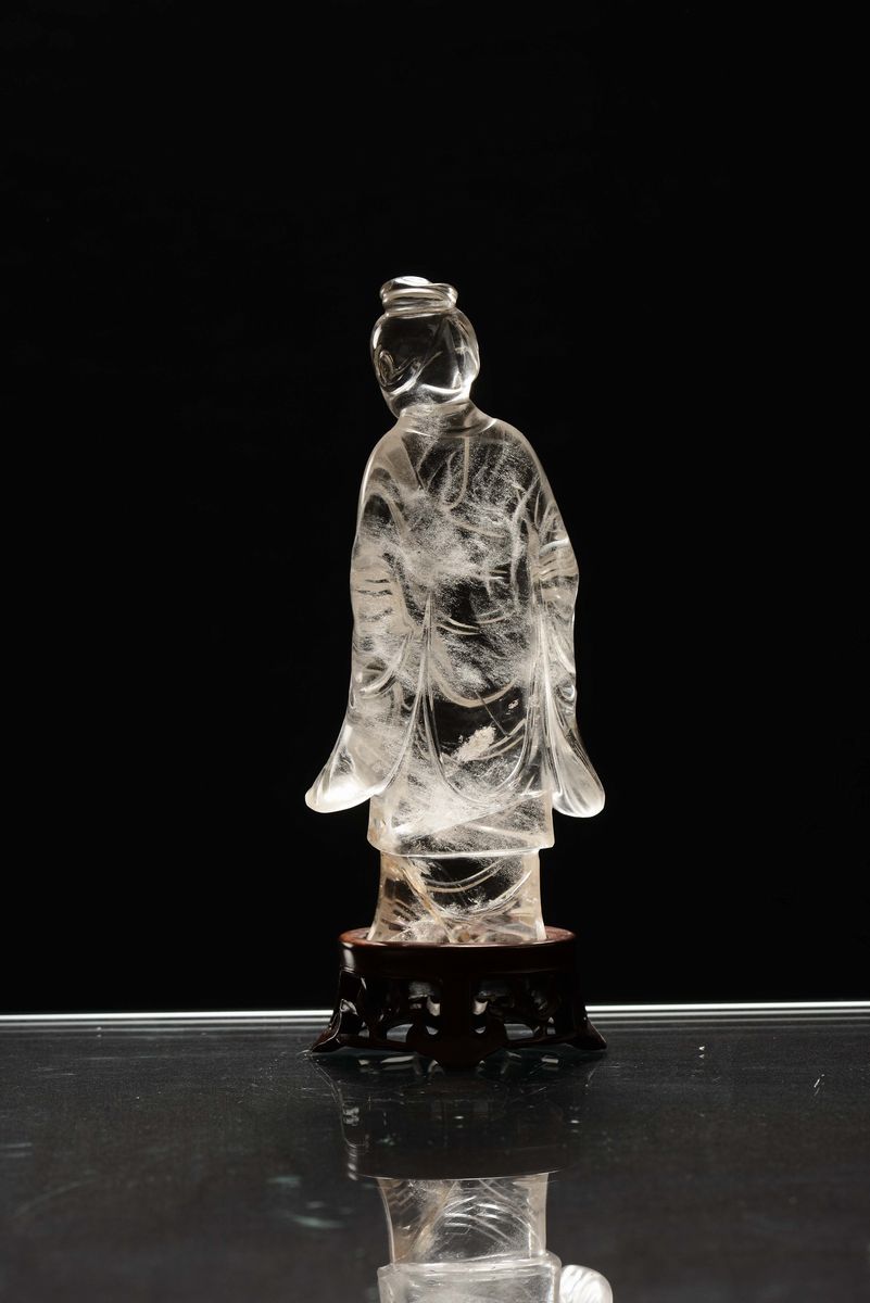 Figura di Guanyin in Cristallo di Rocca, Cina, XIX Secolo
