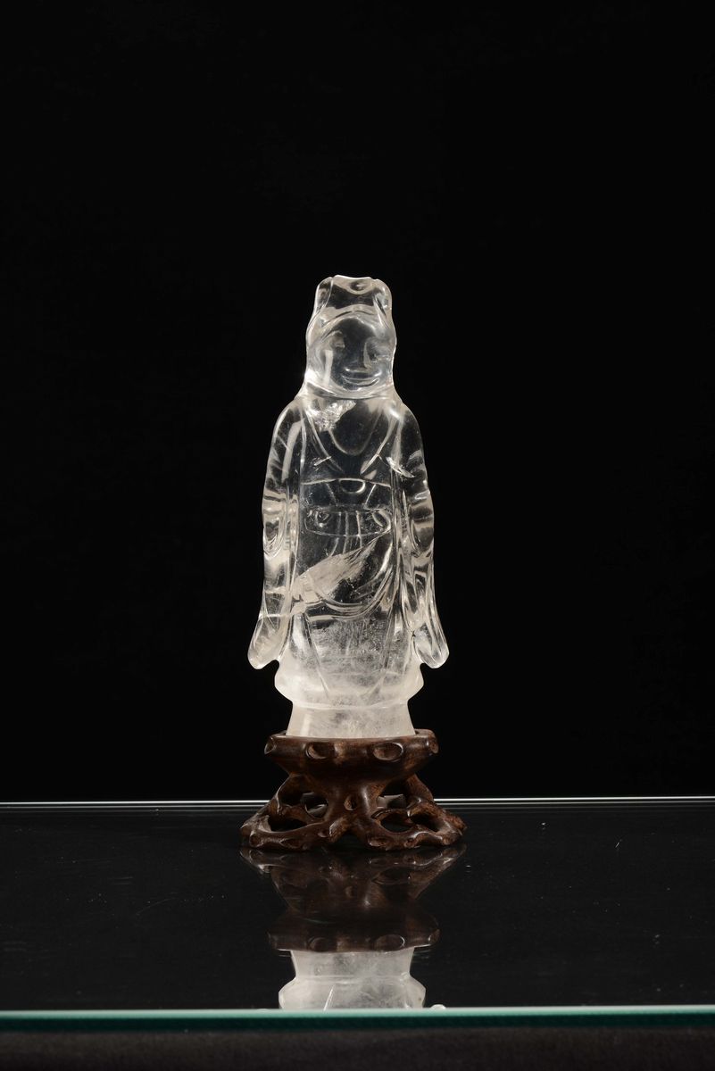 Figura di Guanyin in Cristallo di Rocca, Cina, XIX Secolo