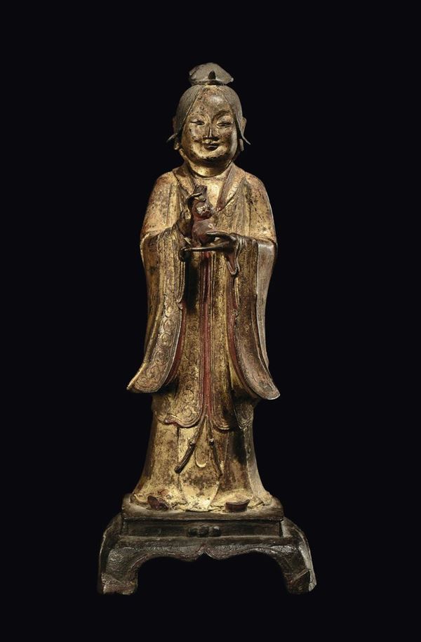 Guanyin in bronzo dorato,  Cina, Dinastia Ming, XVII secolo