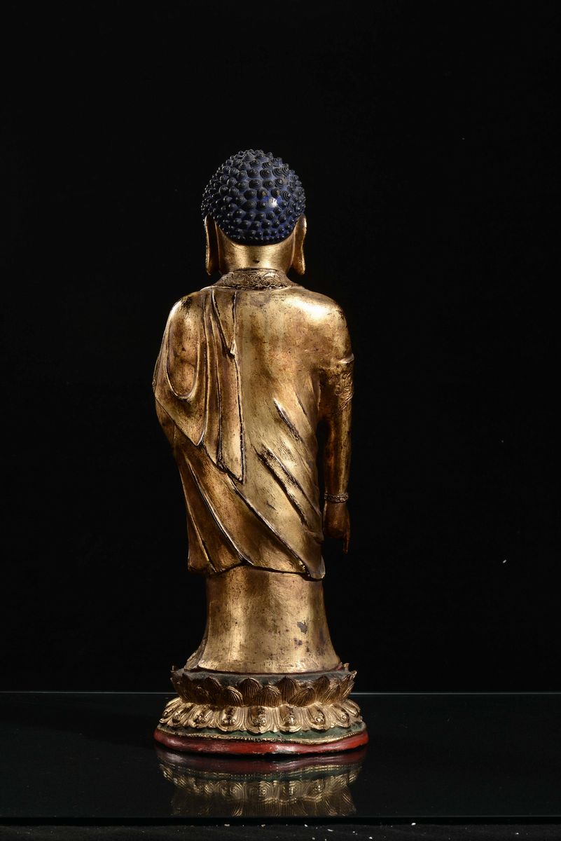 Grande Buddha Eretto in Bronzo Dorato, Cina, Dinastia Ming, XVII Secolo