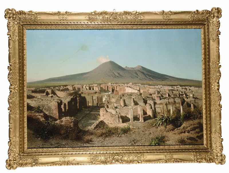 Alessandro La Volpe (Lucera 1820 - Roma 1887) Veduta di Pompei, 1864  - Asta Fine Selection - II - III - Cambi Casa d'Aste