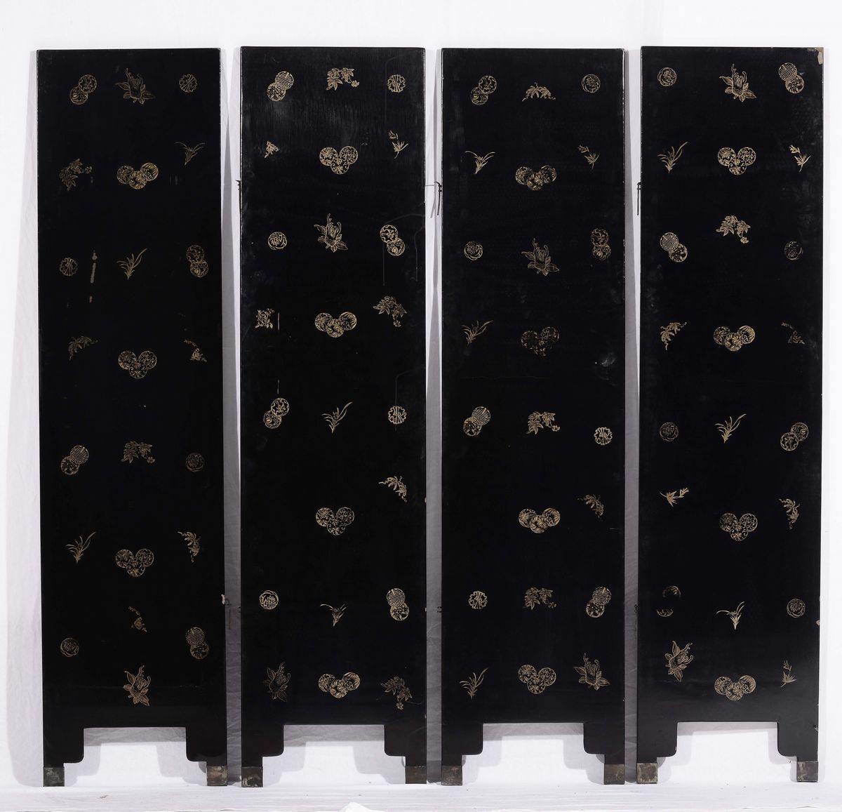 Paravento a Quattro Ante con Inserti di Pietre Dure, Cina, Repubblica, XX Secolo