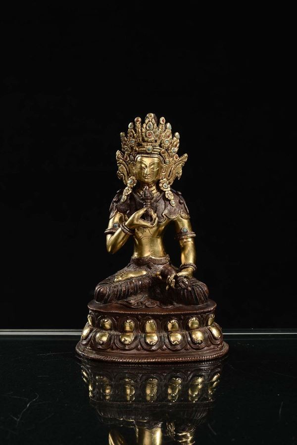 Buddha in bronzo dorato, Cina XX secolo