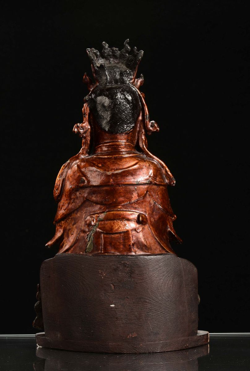 Figura in Bronzo Raffigurante Donna con Bambino, Cina, Dinastia Ming, XVII Secolo