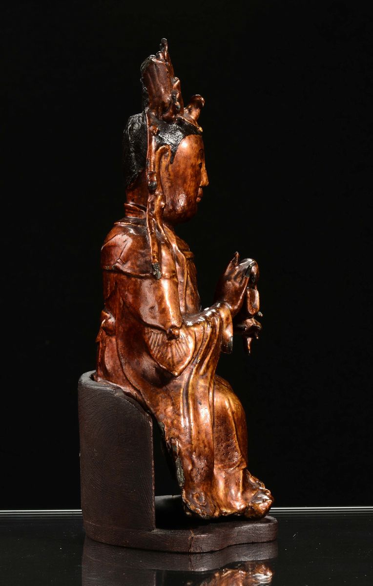 Figura in Bronzo Raffigurante Donna con Bambino, Cina, Dinastia Ming, XVII Secolo