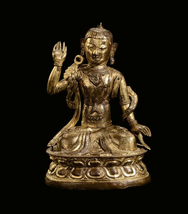 A copper Buddha, China, Ming Dynasty, 17th century
